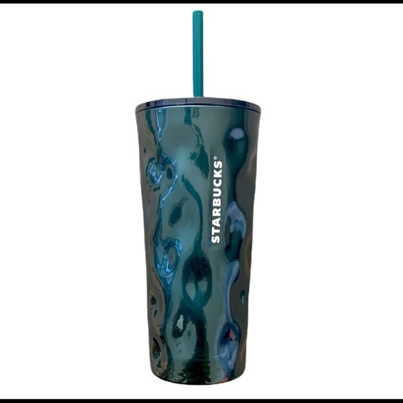 Starbucks Emerald Green Wavy Glass Cold Cup NWT